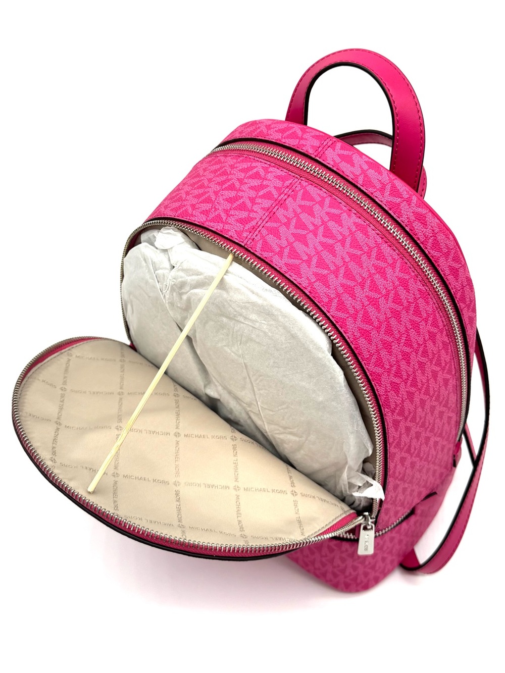 Michael Kors Medium Rhea Zip Backpack - Dragonfruit - Picture 6 of 9